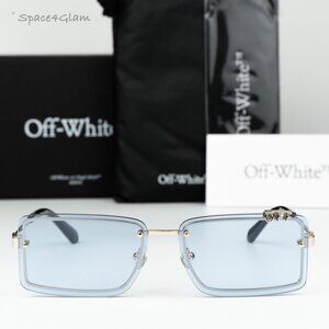 Off-White Men Sunglasses Gold Blue Rectangular OERI13N TAMPA 7640 NEW